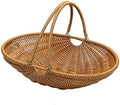 RT&BS Wicker Egg-collecting Basket with Handles, Wicker Bread Basket Oval, Handwoven Fruit Basket with Handles, Reusable Storage Baskets for Living Room, Kitchen, Store, Restaurant, Outdoor (Brown, S) by RT%26BS