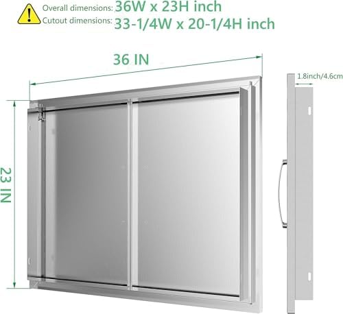 Outdoor Kitchen Door 36W X 23H, Stainless Steel Double BBQ Access Door for BBQ Island or Grilling Station - Image 2