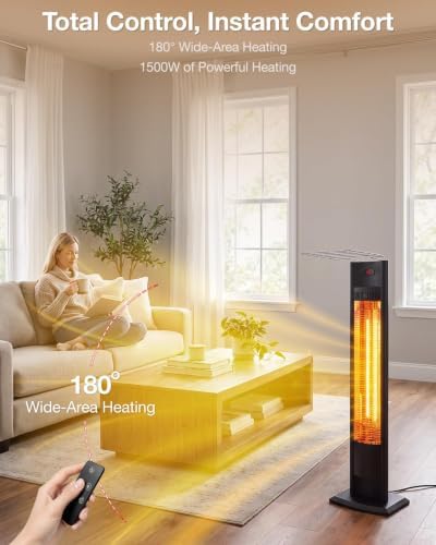 hykolity Electric Patio Heater 38.5 in, 1500W Infrared Indoor&Outdoor Heater, Portable Standing Space Heater with IPX4 Waterproof, Tip-Over, Overheat Protection for Patio, Backyard, Living room - Image 6