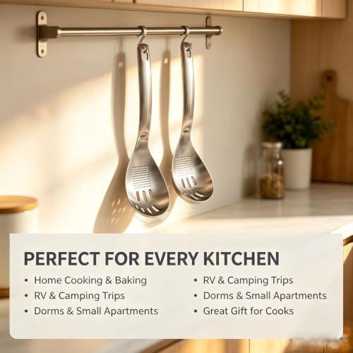 5-in-1 Stainless Steel Cooking Spoon Set, Multifunction Cooking Spoon,with Potato Masher, Egg Yolk Separator, Grater Plate, Bottle Opener & Slotted Spoon(Pack of 2) - Image 7