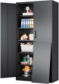 SISESOL Wide & Deep Metal Storage Cabinet with 2 Doors and 5 Adjustable Shelves,72x36x18 Garage Storage Cabinet,Tall Black Locking Metal Cabinets with Lock,Steel Locked Cabinets for Home,Office,Garage by SISESOL