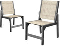 Stackable Outdoor Dining Chairs of 2, HDPE Frame with Teslin Fabric, Grey by Suunyn