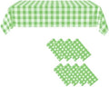 8 Pack Green Gingham Disposable Plastic Tablecloths, 54 x 108 Inch by CrystalLemon