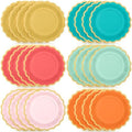 48 Pcs Colorful Coral Paper Plates 9 Inch Scalloped by Tiangrid