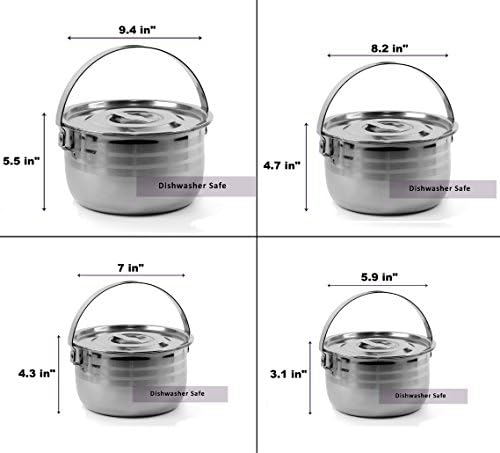 Wealers Camping Cookware Set - Compact Stainless Steel Campfire Cooking Pots and Pans | Combo Kit with Travel Tote Bag | Rugged Outdoor Cook Set for Hiking | Barbecues | Beach - Image 6