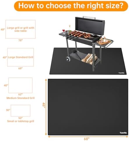 Tamfile 68x48 Inch Grill Mats for Blackstone, Double-Sided Fire Pit Mat - Image 5