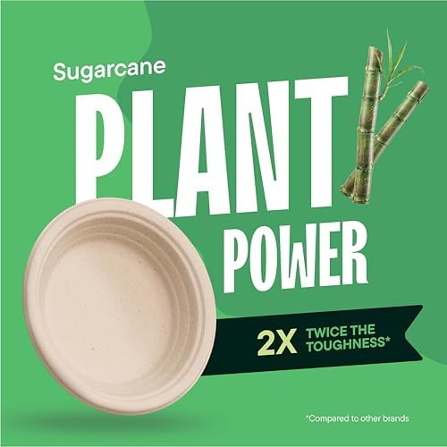 100% Compostable Deep Dish Plates - 9 Inch [125-Pack] Heavy Duty Brown - Image 5