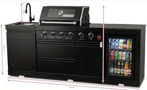 85" Modular Outdoor Kitchen Island,4-Burner 72,000 BTU Stainless Steel Propane Grill with Side Burner,Infrared Burner,Refrigerator,Sink,and Granite Countertop.Gas Grill for Backyard & Patio BBQ. - Image 2