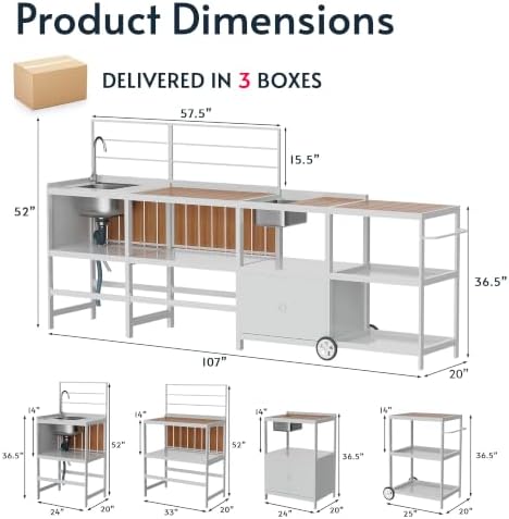 Modular Outdoor Kitchen Island with Sink, 4Pcs Aluminum Outdoor Kitchen Kit - Image 3