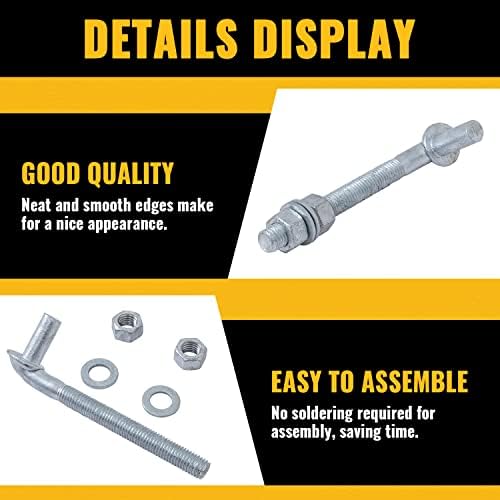 VIVIDA 8 Inch J Bolt Gate Hinge 8-Pack, 5/8" Gate Bolt Post Hinge - Image 6