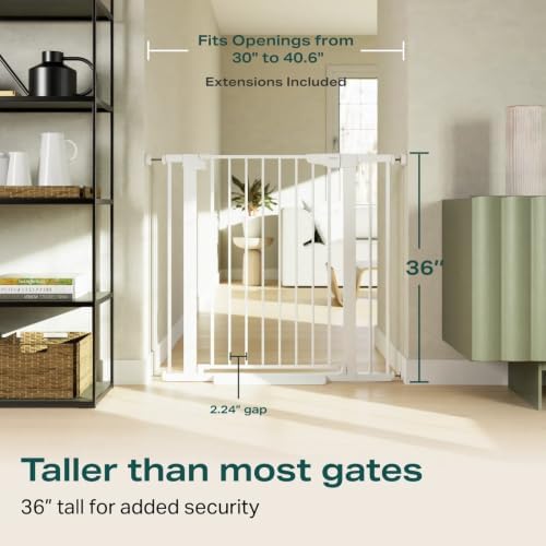 Cumbor 36 in Extra Tall Baby Gate for Doorways, 30-40.6 in Dog Gate White - Image 2