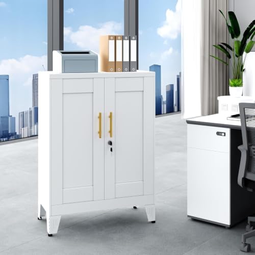 GAIOUS 36" Metal Office File Cabinet, White Locked Garage Storage Cabinets - Image 5