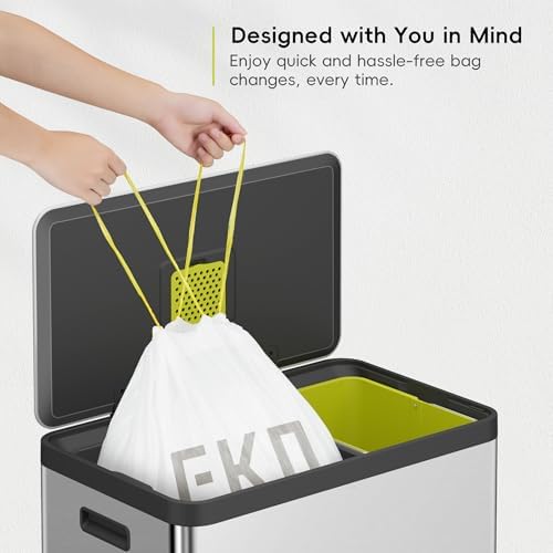 EKO Easy-Dispense Roll 80 Count Extra-Strong Drawstring Tall Kitchen Trash Bag, 8-9.5 Gallon Trash Bag (30.3L-36L) 1 Pack White, Code E - Image 7