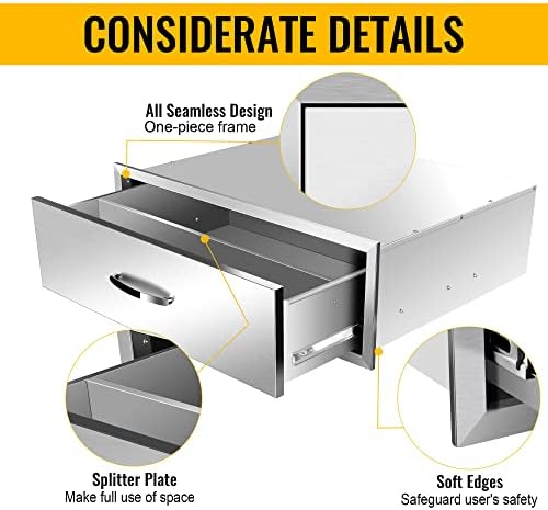 Outdoor Kitchen Drawers 30" W x 10" H x 23" D Built-in BBQ Drawer Stainless Steel Access Drawers for Outdoor Kitchen Island or Grill Station - Image 4