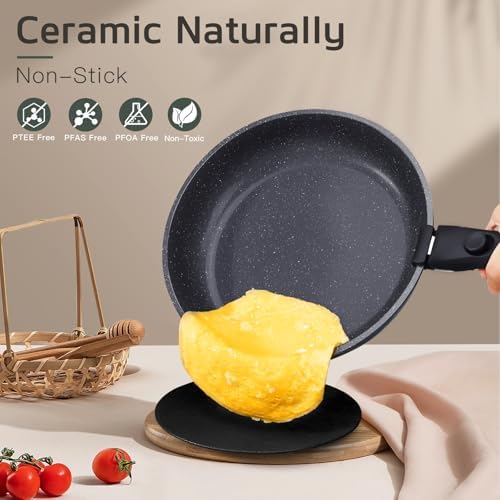 GiPP 17PCS Pots and Pans Set Nonstick Cookware Set with Detachable Handle - Image 4