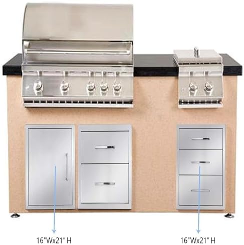 Outdoor Kitchen Drawers Stainless Steel, Flush Mount BBQ Island Built-in Drawer Weatherproof for Outdoor Kitchen Island and Grill Station (16"W21"H23"D) - Image 4