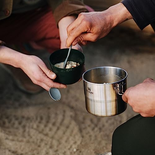 Stanley Adventure Stainless Steel Camping Cooking Set for Two 1.0L / 1.1 QT with Bowls and Sporks - 6 Piece Camp Cook Set - Stainless Steel Pot with Lid - Cookware for Backpacking and Camping - Image 4