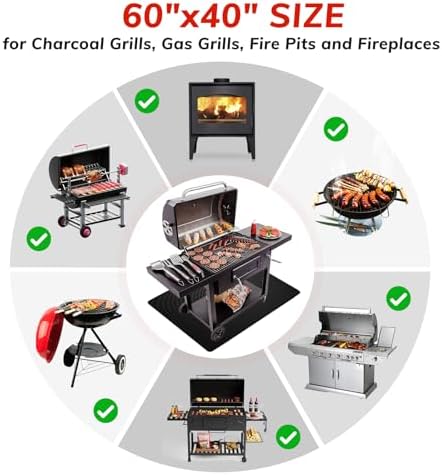 60x40 inch Under Grill Mats for Outdoor Grill, Fireproof Waterproof BBQ Pad - Image 5