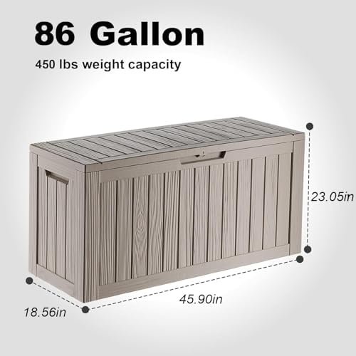 86 Gallon Deck Box, Lockable Waterproof Outdoor Storage Boxes For Garden Tools,Indoor Cushions,Accessories Outside Storage Resin Weatherproof Container(Grey) - Image 5