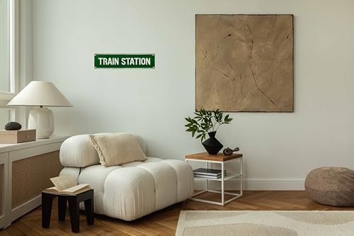 Train Station Metal Sign 4x16in Vintage Street Plaque for Office Living Room Hallway Indoor House Wall Decor - Image 5