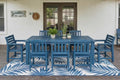 Perli™ 9-Piece Outdoor Dining Set, All-Weather HDPE Patio Furniture with 8 Ergonomic Chairs & Large Table, Built-in Umbrella Hole, UV-Resistant Set for Backyard, Deck, Poolside, Blue by PatioKingdom