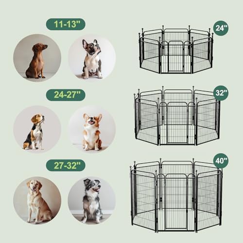 Gardner Pet Dog Playpens, 32" H 8 Panels Dog Pen Outdoor/Indoor Dog Fence Exercise Pen for Small/Medium/Large Dogs, Foldable Pet Play Yard Gate with Gravity Automatic Lock, Pet Playpen, Black - Image 3