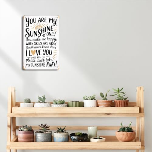 BEASTZHENG You Are My Sunshine Decorative Tin Sign Cream with Gray Lettering Metal Sign, Retro Plaque Poster Home Wall Art - Image 6