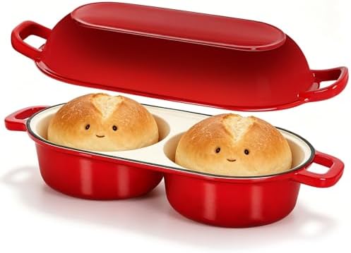 Double Dutch Oven for Sourdough Bread Baking, 2.6QT (Red) by Unknown