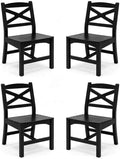 Outdoor Armless Dining Chairs Set of 4,HDPE Patio Chairs with Wide Seat,All-Weather HDPE Patio Armless Chairs for Porch, Backyard, Deck, Black,Table not Included by Polyhouz