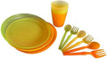 12-Piece Colorful Dinnerware Set， Orange Yellow Green Dopamine Color Matching, Unbreakable Lightweight with Plates Cups Spoons Forks for Home Daily Kitchen Picnic Camping by Daiweis