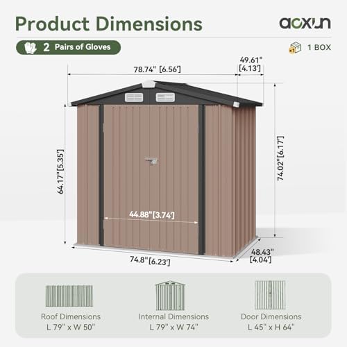 Aoxun 6'x4' Outdoor Storage Shed with Base, Brown - Image 2