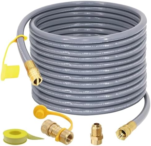 48 Feet 1/2-Inch ID Natural Gas Hose with Quick Connect Fitting for weber, charbroi, Grill, Pizza Oven, Patio Heater and More NG Appliance, Propane to Natural Gas Conversion Kit - CSA Certified by SUMNEW