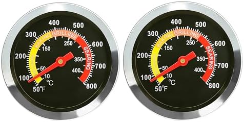 Grill Temperature Gauge BBQ Smoker Thermometer 2 Pack for Charcoal Grill by DOZYANT