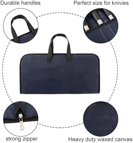 7 Slots Cutlery Chefs Knife Roll Bag Storage Case Mens Travel Blue - Image 2