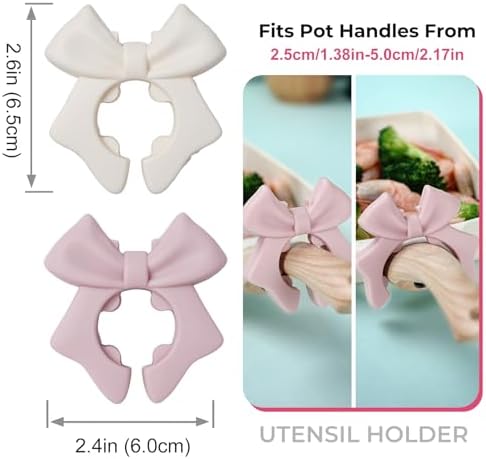 Bow Spoon Holder Cute Spoon Rest for Stove Top, Steam Releaser & Lid Lifter – Heat Resistant Silicone Cooking Gadget, Cute Kitchen Accessories, Gift for Home Cooks - Image 3