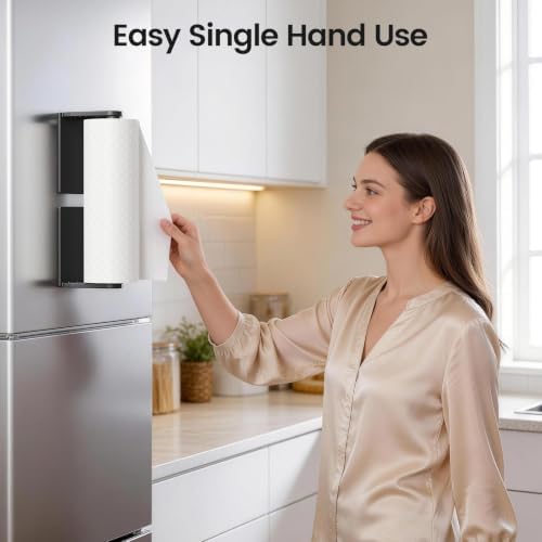 Magnetic Kitchen Organizer Set, Storage Basket & Paper Towel Holder - Image 2