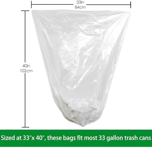 TYPLASTICS 33 Gallon Clear Trash Can Liners 33" x 40" - Image 3