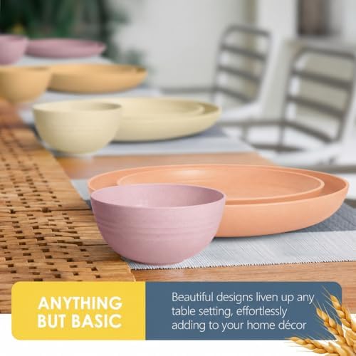 Teivio 32-Piece Plates and Bowls Sets for 8, Pink Ombre Dinnerware Sets - Image 4