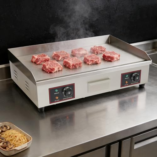 Commercial Electric Countertop Griddle,110V 3000W Flat Top Grill with Adjustable Thermostat 122°F-572°F,Stainless Steel Non-Stick Restaurant Grill for Home Restaurant - Image 6