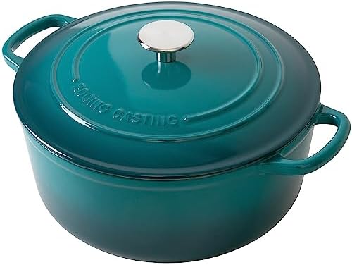 EDGING CASTING Dutch Ovens with Lid, Enameled Cast Iron Covered 5.5 Quart Dutch Oven with Dual Handle, Darkcyan - Image 2