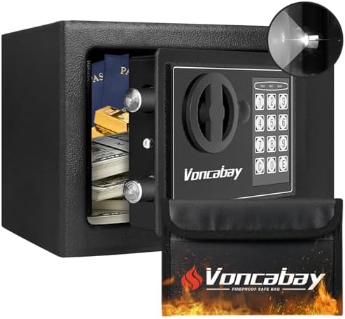Voncabay Money Safe Box for Home with Digital Keypad, 0.23 Cu. Ft., Black by Voncabay