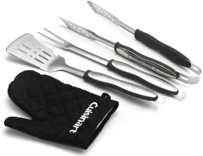 Cuisinart 3‑Piece Stainless Steel BBQ Grilling Tool Set with Grill Glove – Outdoor Grill Accessories, Perfect Grilling Gift for Men, Dads & Grill Masters, CGS-134BL by Cuisinart