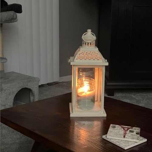 NEEDOMO 14.4" Lanterns Decorations Indoor, Hanging Candle Lantern Outdoor, Vintage Large Lantern Decor with Clear Glass, Metal Candle Holder for Home, Table, Patio, Rustic Farmhouse Wedding, Christmas - Image 3