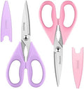 iBayam Pastel Kitchen Scissors All Purpose Heavy Duty & Cover, Pink/Purple by iBayamDirect