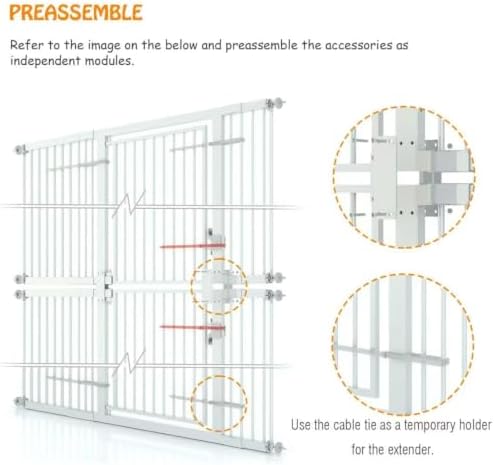 74.8" Extra Tall pet Gate,29.5-51.6" Wide cat gate for Doorway Pet Gate with Cat Doors NO Drilling Pressure Mount Kit for Cats and Dogs Indoor Doorways liveing Room Bedroom，White - Image 4