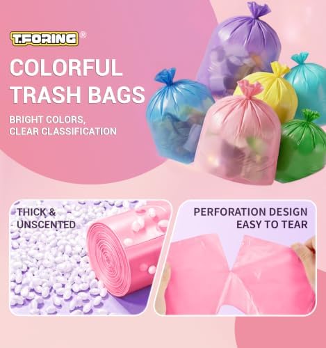 Medium 6 Gallon Trash Bags Unscented, 0.94 Mil, Pink, 150 Count - Image 2