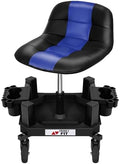 Rolling Stool with Wheels, Adjustable Shop Stool Mechanic Chair Seat Garage Shop Roller Work Chair Mobile Rolling Seat with Tool Tray, 2 Cup Holders, 4" Casters, 350 LBS, Heavy-Duty, Blue by FreekyFit