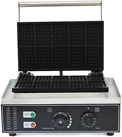10-Slice Commercial Waffle Maker, 1500W Electric Waffle Machine, Stainless Steel Waffle Iron Baker with Non-Stick Coating, 122-572℉ Temperature Adjustable - Image 4