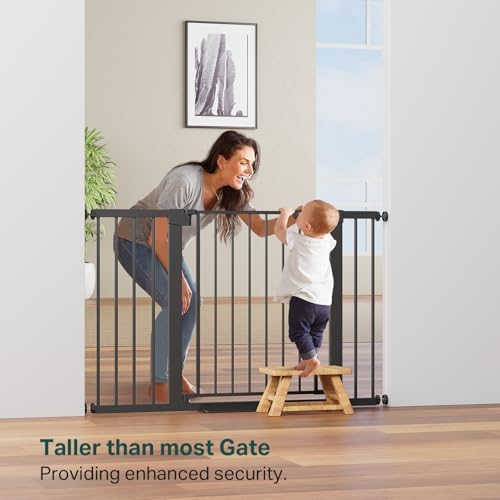 Cumbor 36" Extra Tall Baby Gate for Stairs, 30-48" Dog Gate Indoor Black - Image 4