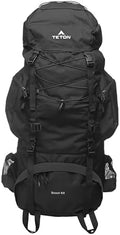 Teton 65L Scout Internal Frame Backpack for Hiking, Camping, Backpacking, Travel, Rain Cover Included, Black by Teton